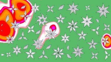 Güzel kumaş deseni. Düz Çiçek Elementleri Tasarımı. Renkli Yaz Temalı eskiz kalıbı. Raster illüstrasyonunda çiçek deseni çizimi.