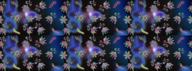 Mavi, gri ve mor renkli kristal kar taneleri. Raster illüstrasyonu.