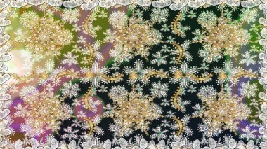 Damask kusursuz yinelenen arkaplan. Doku arka planında altın duvar kâğıdı. Gri renklerdeki altın element. Barok tarzında altın çiçekli süs..