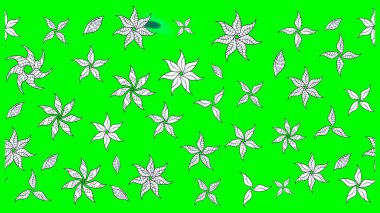 Soyut etnik raster çizim kalıbı. Vadinin yeşil renkli çiçekleri. Çiçekler..