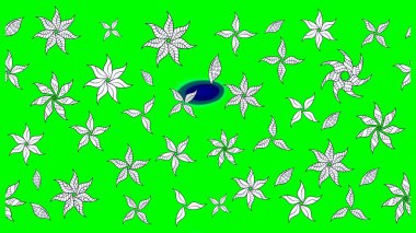 Raster hisseleri. Eskiz arkaplan modeli. Çiçekler yeşile. Suluboya, elle çizilmiş.