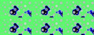 Çiçek buketleriyle klasik bir eskiz şekli. Raster illüstrasyonu. Yeşil renklerde.