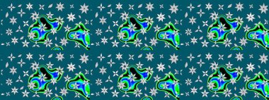 Düz Çiçek Elementleri Tasarımı. Mavi renkli, zarif çiçek buketli suluboya. Renkli Bahar Teması eskiz kalıbı. Raster illüstrasyonu.