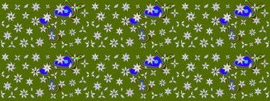 Çizim çiçek deseni duvar kâğıdı olarak kullanılabilir. Raster illüstrasyonu. Yeşil renkte çiçekler.