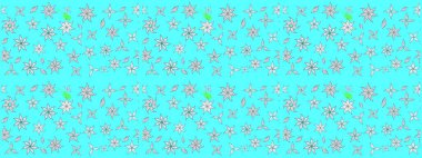 Soyut etnik raster çizim kalıbı. Çiçekler. Vadinin mavi renkli çiçekleri.