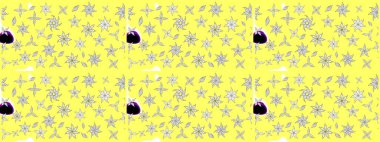 Sarı renkli Asya tekstili. Raster illüstrasyonu. Suluboya çiçekli çiçek deseni.