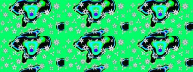 Moda baskıları için zarif bir şablon. Halk tarzı. Modern çiçek arkaplanı. Parlak renkli çiçekleri ve yeşil yaprakları olan harika bir çiçek deseni..