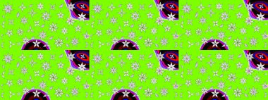 Renkli Yaz Temalı eskiz kalıbı. Raster Illustrasyon 'daki Çiçek Deseni' nin son moda çizimi. Düz Çiçek Elementleri Tasarımı. Yeşil renkte çiçekler.