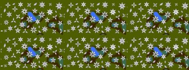 Raster illüstrasyonu. Yeşil renkte karalamalı çiçek deseni çiz.