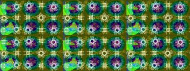 Raster illüstrasyonu. Kar tanelerinin soyut arkaplanlı Noel şablonu. Noel ve yeni yıl moda baskıları için tatil tasarımı. Yeşil, mavi ve nötr renkler.