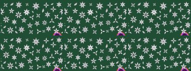 Yeşil renkli etnik çiçeklerle süslenmiş zarif bir eskiz şekli. Raster Çiçek İllüstrasyonu güzel tekstil..