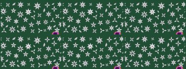 Kumaş desenli papatya çiçeği detayı. Yeşil renkte çiçekler.