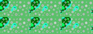 Raster deseni. Bahar çiçekleri dallı desen, yeşil renkler çiçekli siluet.
