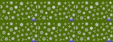 Şatafatlı bahar bahçesi dokusu. Yeşil renkte çiçek çizimi. Çiçek deseni. Yeşil renkli çiçekler. Raster illüstrasyonu.