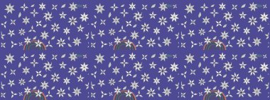 Renkli Bahar Teması eskiz kalıbı. Raster illüstrasyonundaki çiçek desenli çizim. Süslü kumaş deseni. Düz Çiçek Elementleri Tasarımı.