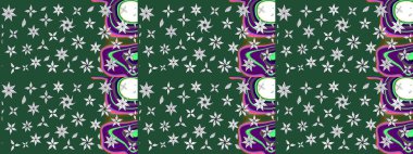 Güzel kumaş deseni. Yeşil renklerde. Raster illüstrasyonundaki çiçek desenli çizim. Raster illüstrasyonu.