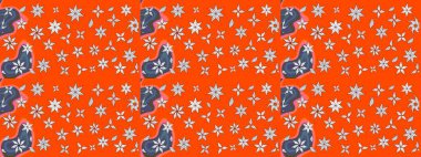 Çiçeksel fantezi tasarımı ve parlak bir arka plan çizimi. Renkli Bahar Teması eskiz kalıbı. Düz Çiçek Elementleri Tasarımı.