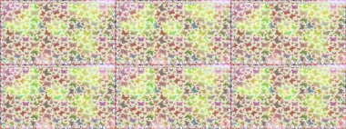 Nakış, egzotik kelebeklerle süslenmiş çiçeksiz desenler. Giysi tasarımı için bej arka planda geleneksel Raster halk çiçekleri dekoru. Kart, yazdırma, davet için basit şirin desen.