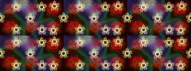 Raster illüstrasyonu. Çiçek Elementleri 'nin soyut geçmişi. Raster kış deseni. Kahverengi, gri ve kırmızı renkler üzerine tasarım.