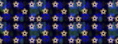 Kar tanelerinin soyut arkaplanlı Noel şablonu. Raster illüstrasyonu. Mavi, siyah ve gri renkler. Noel ve Yeni Yıl moda baskıları için tatil tasarımı.