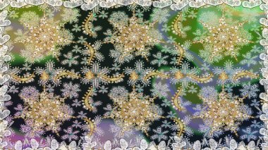 Gri renklerde, altın elementlerle kusursuz desen. Kusursuz altın desen. Raster doğulu süsü.