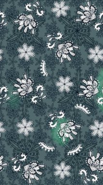 Raster deseni. Çiçekli çiçek deseni, suluboya. Süslü kumaş deseni.