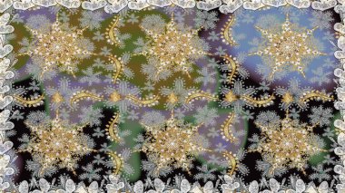 Gri renklerde kusursuz desen. Raster altın pürüzsüz desen. Doğu tarzı arabesk tarzında altın elementler. Kusursuz altın desenli bukleler..