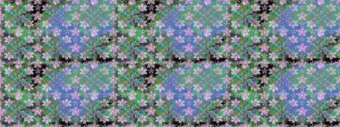 Çiçek deseni. Düz Çiçek Elementleri Tasarımı. Renkli Bahar Temalı Kusursuz Arkaplan. Raster pürüzsüz Güzel kumaş deseni.