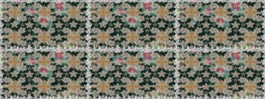 Karalama çiçeği. Düz Çiçek Elementleri Tasarımı. Renkli Bahar Temalı Kusursuz Arkaplan. Güzel kumaş deseni. Raster illüstrasyonu. Zentangle soyut çiçekleri.