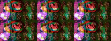 Soyut etnik raster çizim kalıbı. Arkaplan dokusu, duvar kağıdı, kahverengi renkli çiçek teması. Kabile sanatı boho baskısı, klasik çiçek arkaplanı.