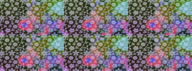 Raster - stok. Eskiz arkaplan modeli. Yapraklı çiçekler ve kır çiçekli papatya çayı..