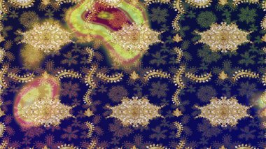 Klasik raster şablonu. Mavi ve altın desenli. Tekrarlayan ögelerle soyut arkaplan çiz.