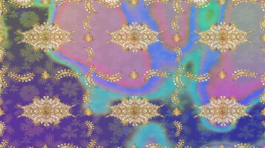 Senin tasarımın için, duvar kağıdı. Tarafsız renklerde altın çiçekli eskiz deseni. Altın renkli çizim çizimi. Raster geometrik arkaplanı.