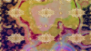 Altın çiçekli bej renklerde altın eskiz deseni. Altın renkli çizim çizimi. Raster geometrik arka plan. Senin tasarımın için, duvar kağıdı..