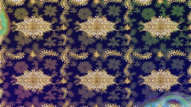 Eskiz oryantal klasik altın desen. Gri renklerde altın tekrarlayan elementler içeren Raster soyut arkaplanı.