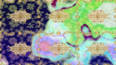 Raster geometrik arka plan. Tarafsız renklerde altın çiçekli eskiz deseni. Senin tasarımın için, duvar kağıdı. Altın renkli çizim çizimi.