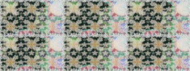 Şablon, pürüzsüz, çiçekli kenar. Çiçek çelengi. Güzel, parlak, pürüzsüz kumaş, tuval. Eski moda arka plan. Kıvırcık, parlak örgü. Raster illüstrasyonu.