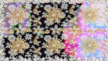 Altın elementli gri renkli altın desenli. Lüks, kraliyet ve Viktorya dönemi konsepti. Süslü dekorasyon. Raster klasik barok çiçeksiz altın desenli..