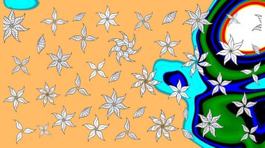 Çiçekler suluboya eskiz deseni. Raster Stili kumaş deseni.