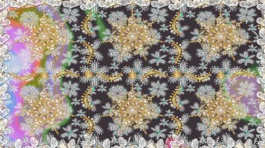 Gri renklerde altın tekrarlayan elementlerle soyut arkaplan. Kusursuz oryantal klasik altın desen.