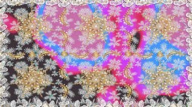 Klasik raster sarısı, kusursuz desen. Çiçek süsü kumaş deseni, cam, çiçek desenli altın elementli gri renkli metal..