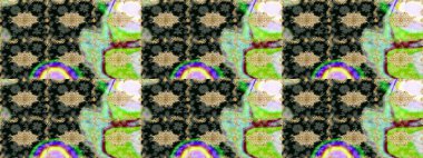 Barok tarzında eskiz oryantal süsü. Yeşil renkte altın elementler. Geleneksel klasik Raster altın çizim kalıbı.