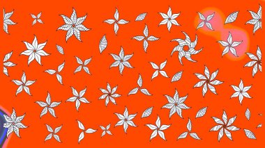 Zarif, parlak ve turuncu çiçek desenli tasarım. Raster. Sabıka baskıları, bebek kıyafetleri, duvar kâğıtları, paket kutuları vb..