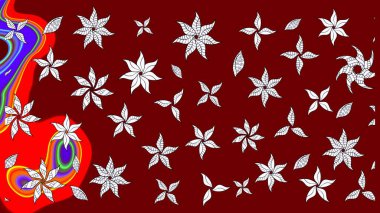 Düz Çiçek Elementleri Tasarımı. Renkli Bahar Teması eskiz kalıbı. Sevimli çiçek raster deseni. Kırmızı renkte çiçekler.