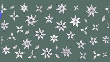 Raster illüstrasyonundaki çiçek desenli çizim. Renkli Bahar Teması eskiz kalıbı. Düz Çiçek Elementleri Tasarımı. Güzel kumaş deseni.