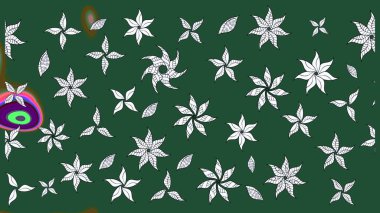 Yeşil renkli çiçekler. Kumaş desenli papatya çiçekleri ayrıntıları.