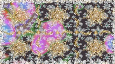 Gri renklerdeki altın element. Antika altın tekrarlanabilir duvar kağıdı. Damask pürüzsüz yineleme kalıbı. Barok tarzında altın çiçekli süs..