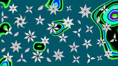 Güzel kumaş deseni. Raster illüstrasyonu. Çiçekler, dallar, bitkiler ve çiçekler. El çizimi.