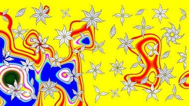 Sarı renklerde. Çiçekli güzel suluboya desen. Raster illüstrasyonu.