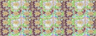 Tasarım için Damask çizim kalıbı. Tarafsız renklerde altın elementlerle Raster çizim deseni.